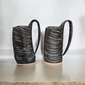 Set of 2 Viking Drinking Horn Mugs Cups Tankards Medieval